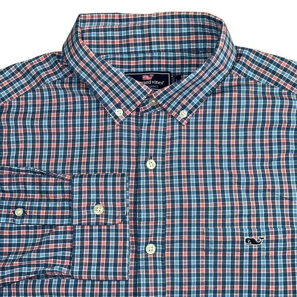 Vineyard Vines Performance‎ Mens Plaid Long Sleeve Classic Fit Tucker Shirt L - Picture 1 of 5